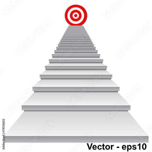 Vector conceptual red target on stair for success
