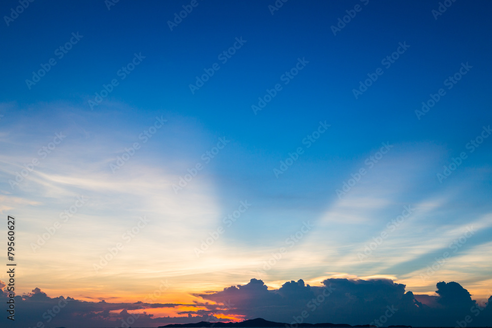 Bright orange and yellow colors sunset sky