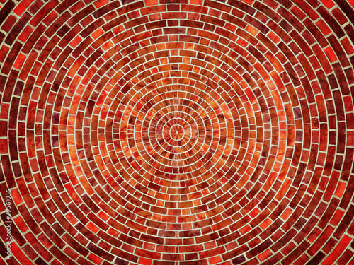 Plakat Radial red brick wall texture pattern.