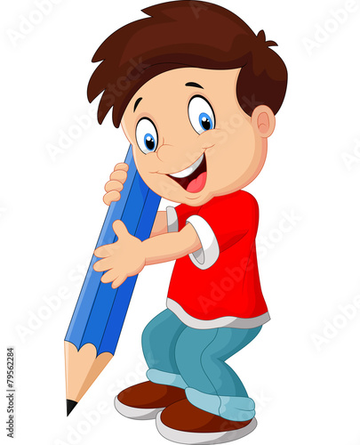 Cartoon boy with pencil