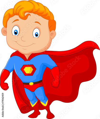 Cartoon little boy superhero