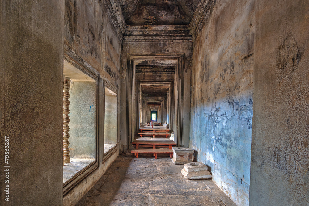 Walkway in Angkor Wat Temple, Siem Reap, Cambodia