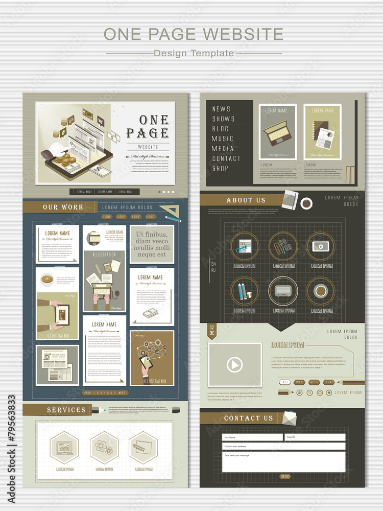retro one page website design template