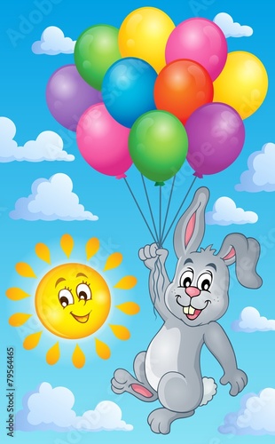Rabbit with balloons theme image 3