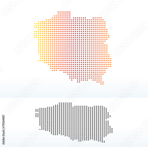 Map of Republic  Poland with Dot Pattern