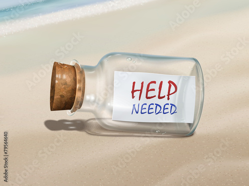 help needed message in a bottle
