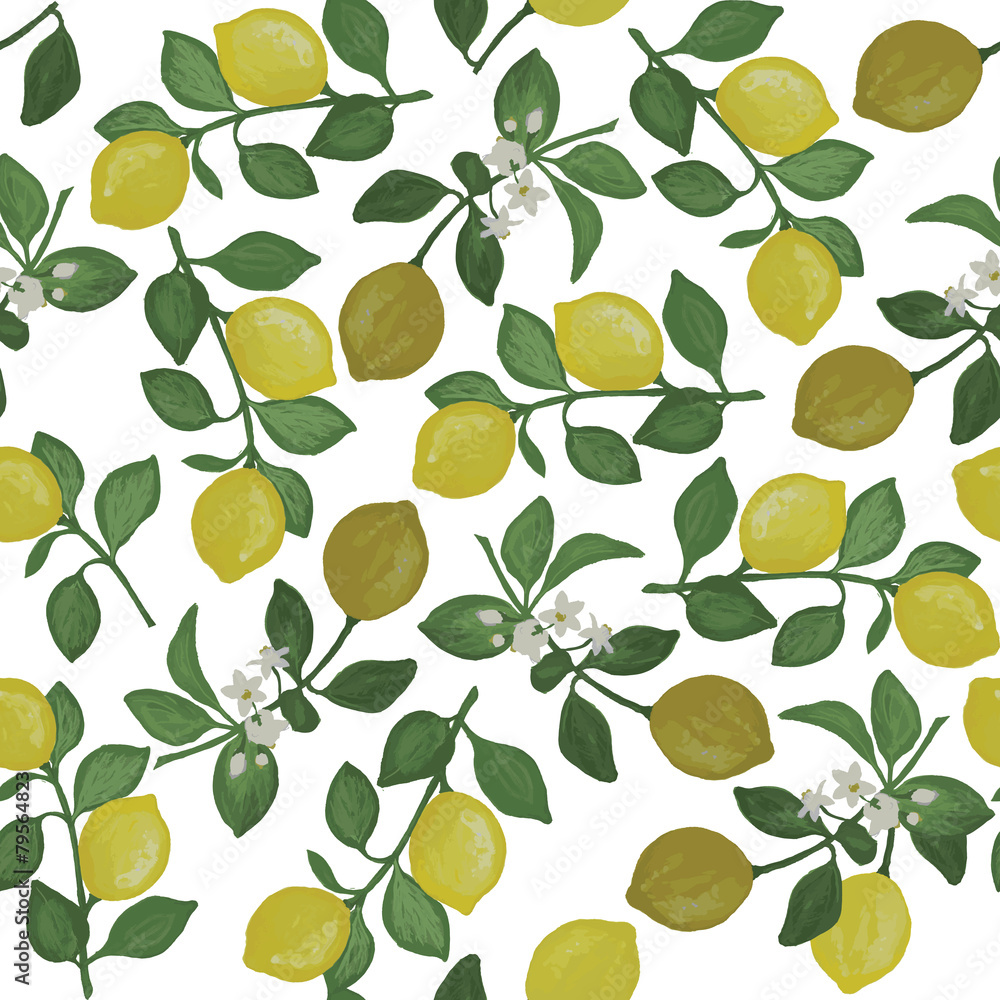 seamless pattern with lemon branches
