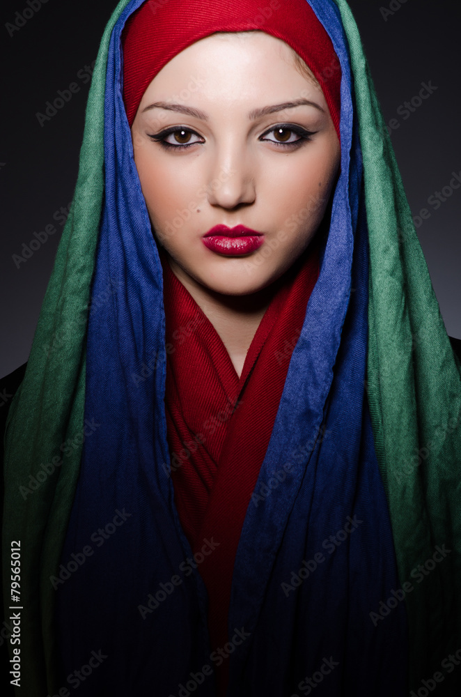 Portrait of the young woman with headscarf Portrait of the young woman with headscarf