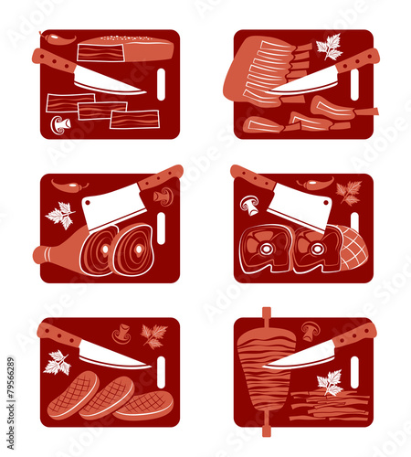 Meat icon set