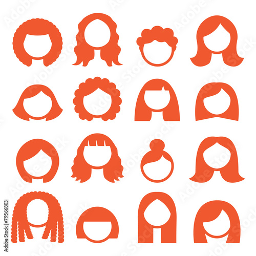Woman hair styles, wigs icons - ginger