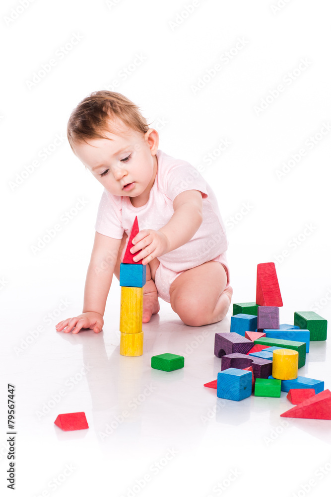 Beautiful baby building with cubes Beautiful baby building with cubes