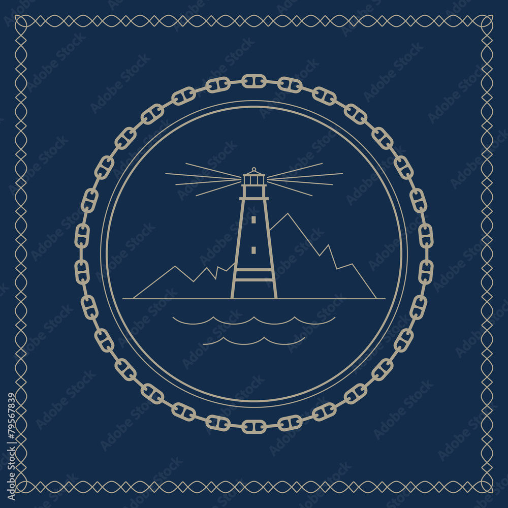 Marine emblem with lighthouse Marine emblem with lighthouse