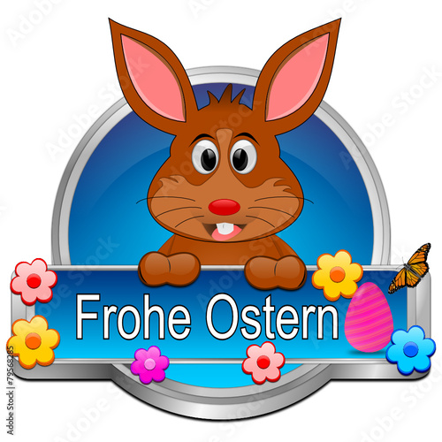 Osterhase wünscht Frohe Ostern Button © wwwebmeister