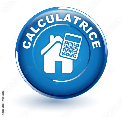 calculatrice maison sur bouton bleu