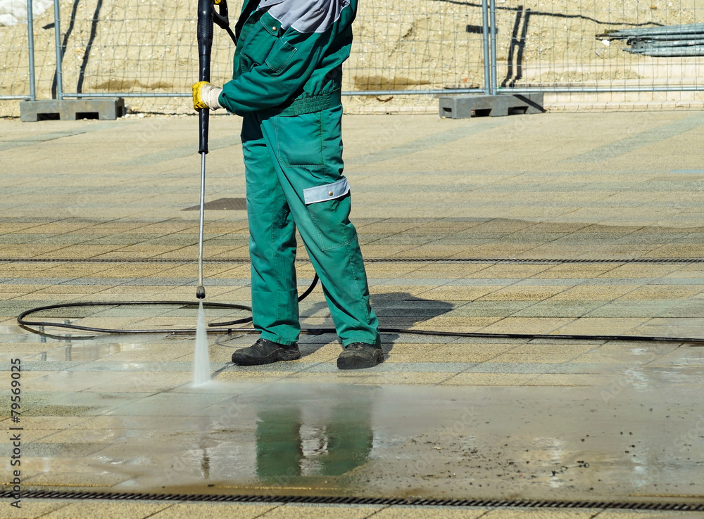 Street cleaner is working Street cleaner is working