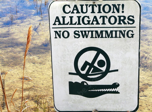 Alligators No Swimming Sign