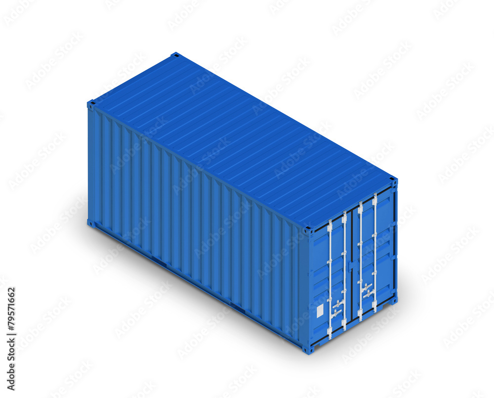 Blue metal freight shipping container isolated on white Blue metal freight shipping container isolated on white