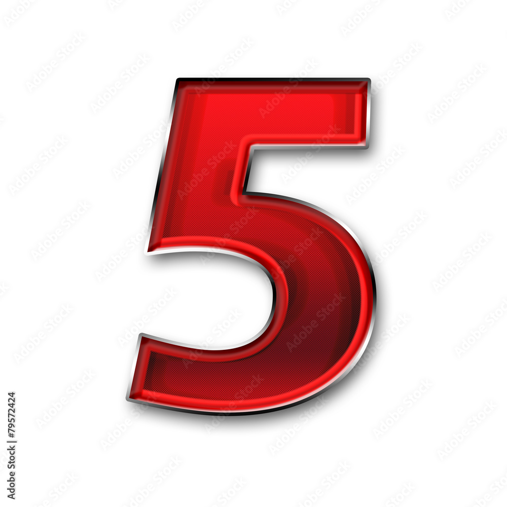 Metal figure of five red Metal figure of five red
