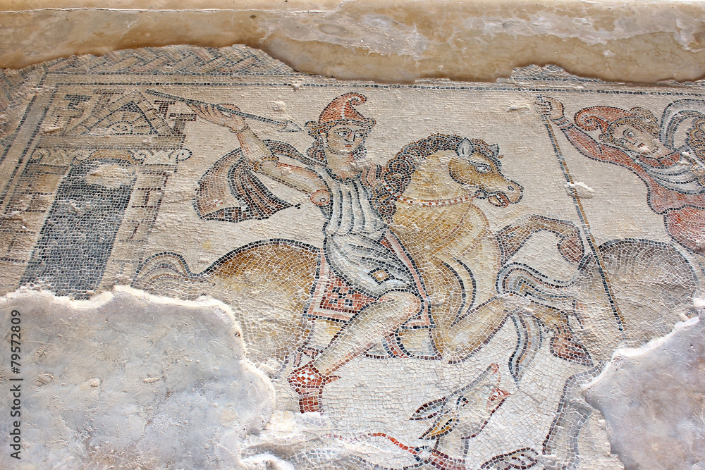 antique mosaic, national park Zippori, Galilee, Israel