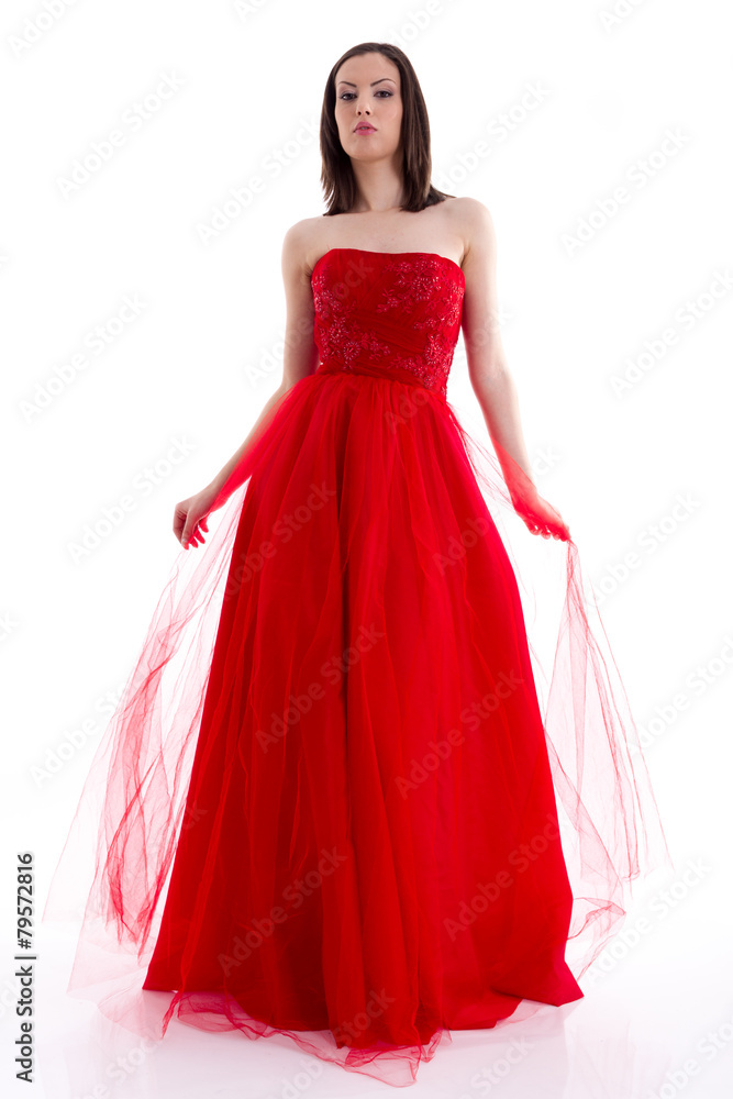 Beautiful woman in a red dress