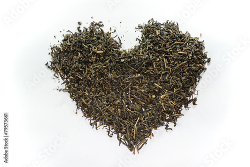 Dried tea leaf in the heart shape