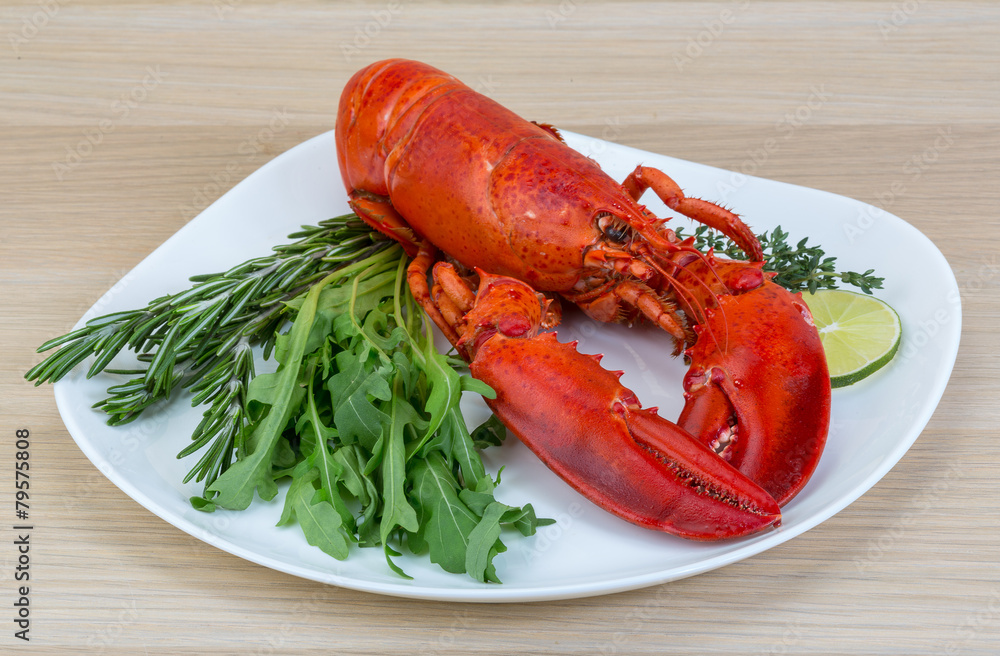 Red boiled lobster