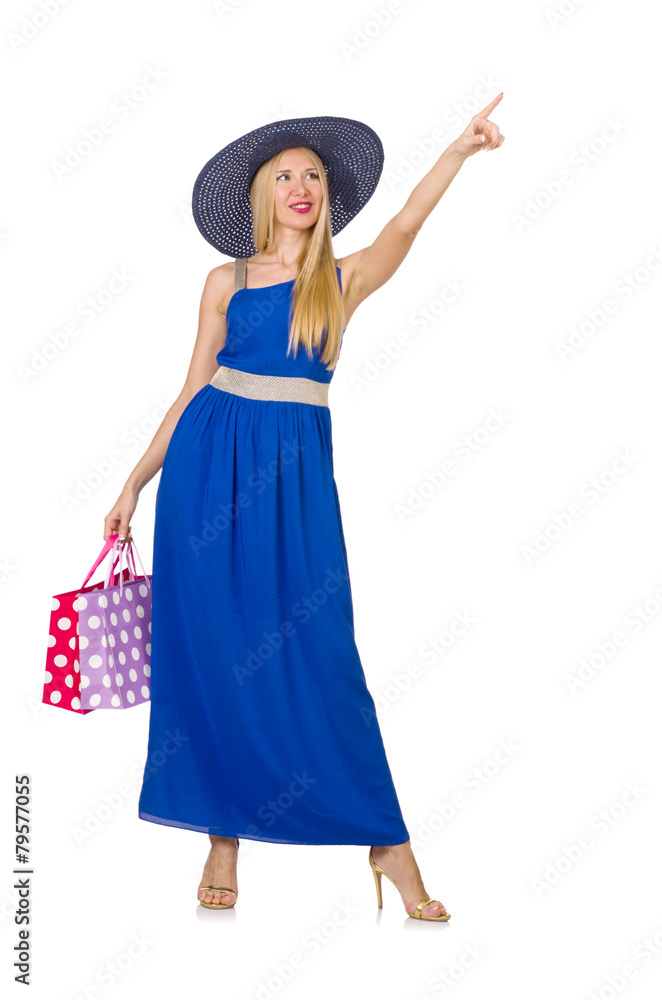 Woman with shopping bags isolated on white Woman with shopping bags isolated on white