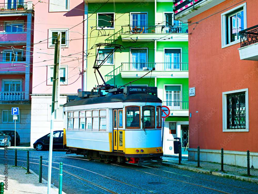 Obraz premium Lisbon colorful street, Portugal