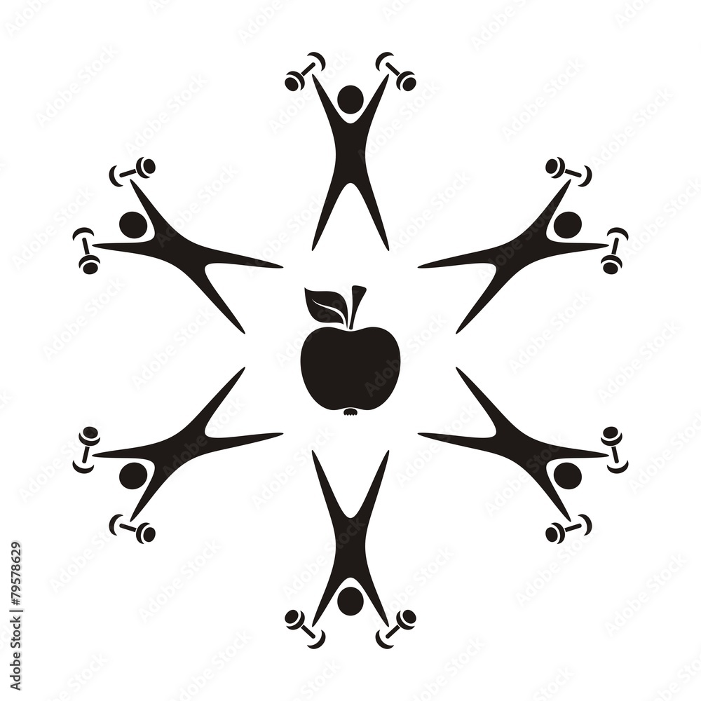 Healthy food and fitness symbols Healthy food and fitness symbols