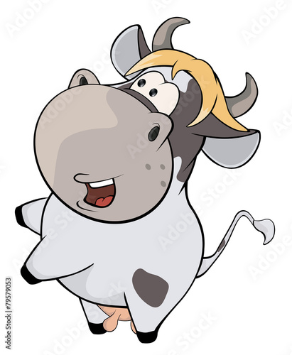 A small cow. Cartoon