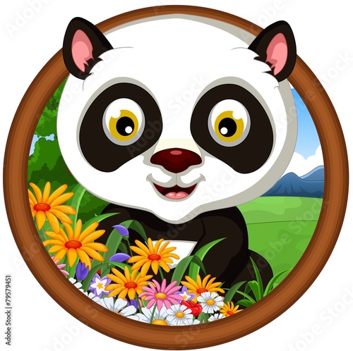 Fototapeta Naklejka Na Ścianę i Meble -  panda cartoon in frame