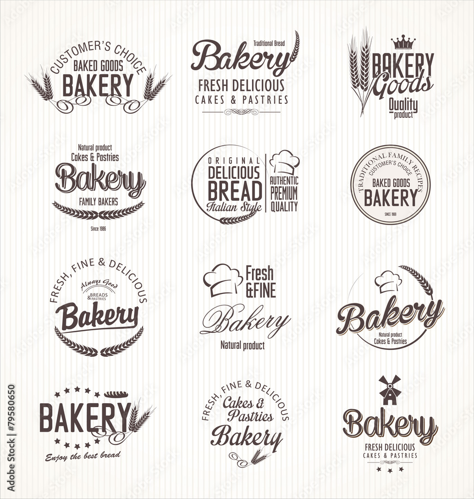 Bakery retro labels