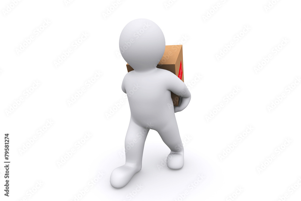 White man holding cardboard box with clipping path. White man holding cardboard box with clipping path.
