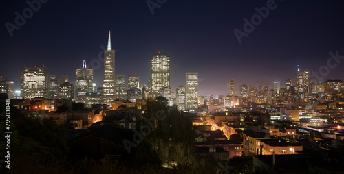 Sky Glows Neighborhood Homes Buildings San Francisco