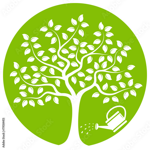 tree and watering can
