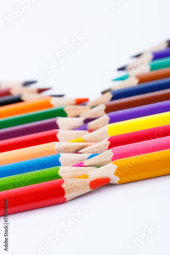 Colour pencils isolated on white background