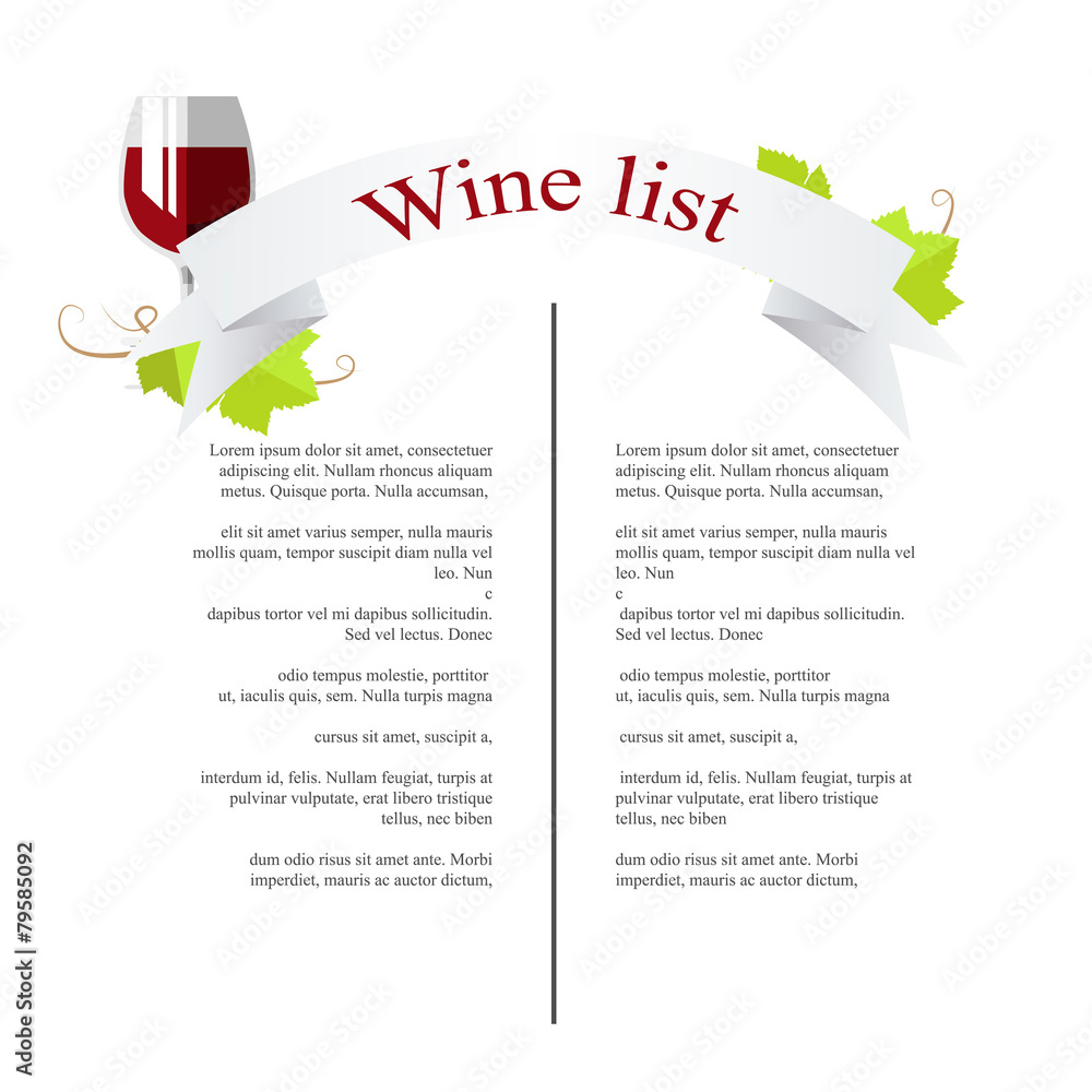 Fototapeta premium Wine Menu
