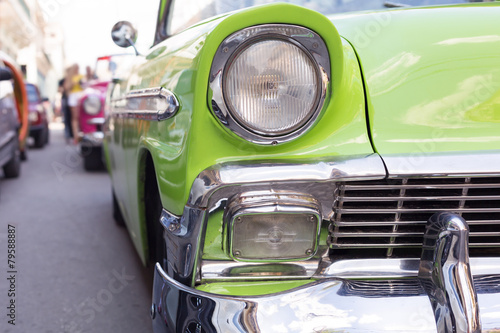 Headlight of oldtimer. Havana, Cuba