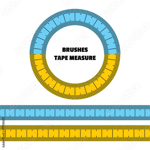 Tape measure. Set of vector brushes, frame.