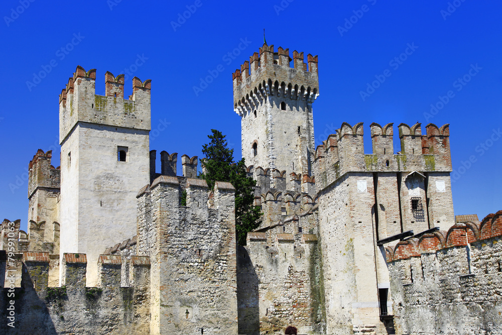 Scaliger Castle in Sirmione, on Lake Garda, north Italy