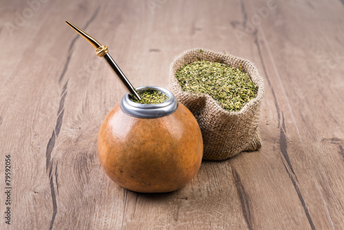 фотографія Yerba mate in a traditional calabash gourd
