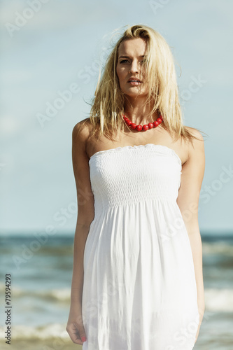 Beautiful blonde girl fashion model, portrait