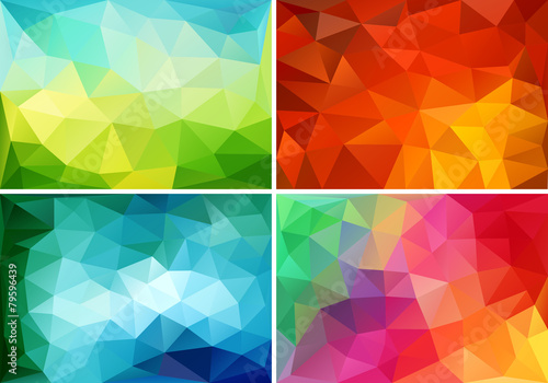 abstract colorful low poly backgrounds, vector set