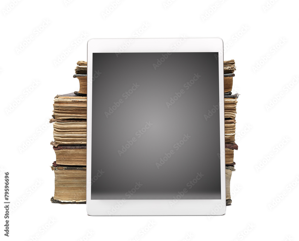 Obraz premium Books and tablet pc