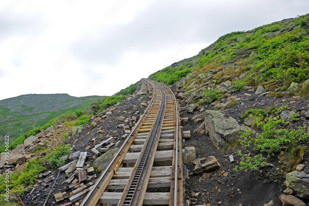 Cog Railway path in the NH White Mountains