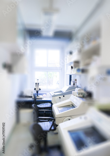 Modern laboratory interior out of focus