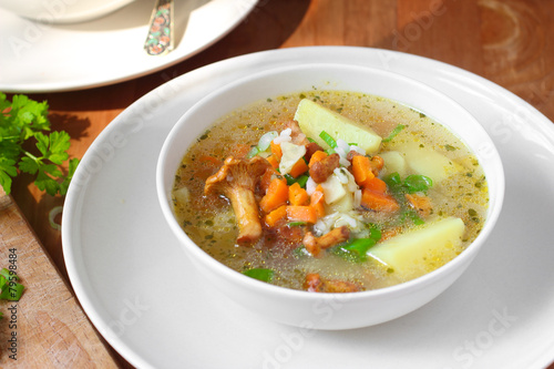 Golden chanterelle vegan soup