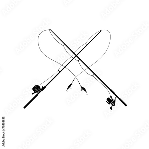Wallpaper Mural isolated fishing rod