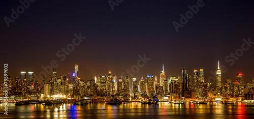 Fototapeta Naklejka Na Ścianę i Meble -  New York City Manhattan midtown buildings skyline night