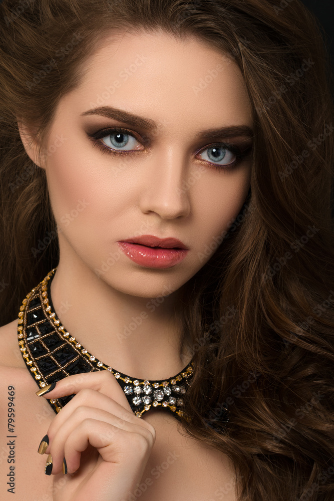 Portrait of young brunette beautiful woman